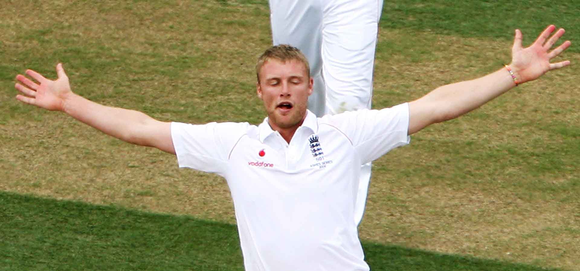 Andrew Flintoff celebrates at Lord's in 2009