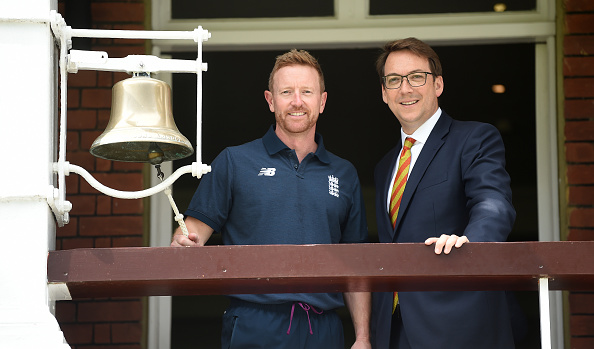 Paul Collingwood rings the five-minute bell at Lord's