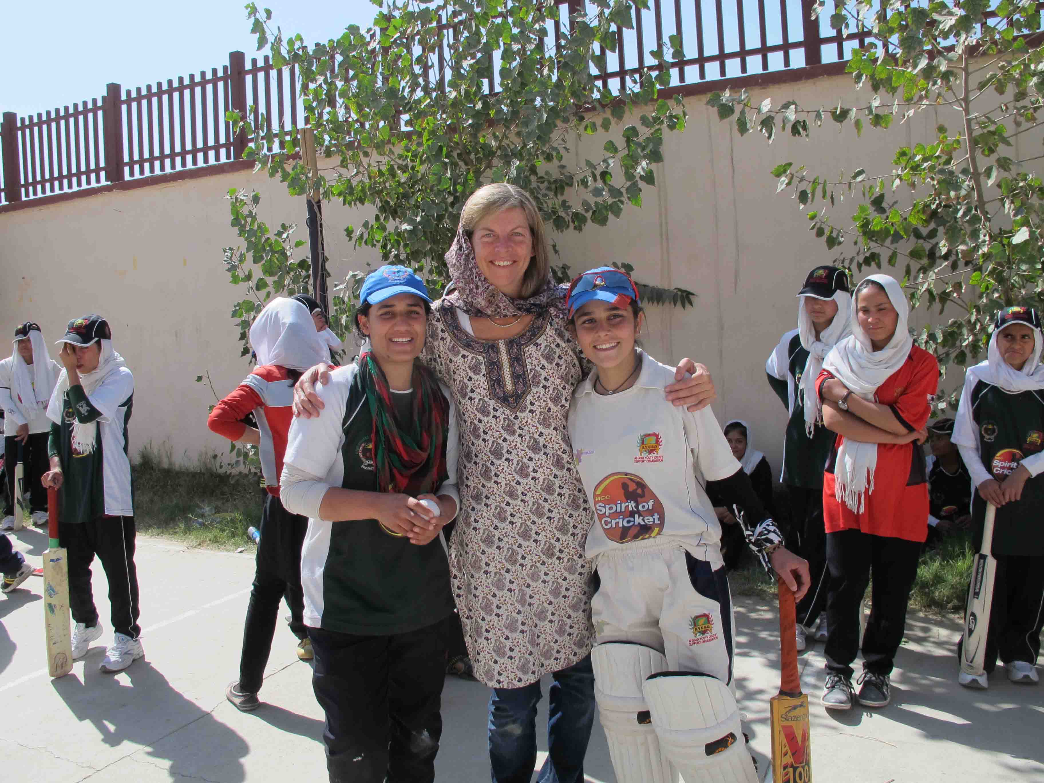 Dr Sarah Fane at the Girls' cricket Camp in Kabul