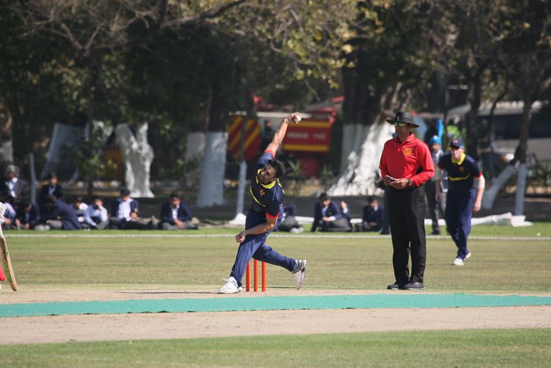 Ravi Bopara bowling for MCC v Northern in Pakistan